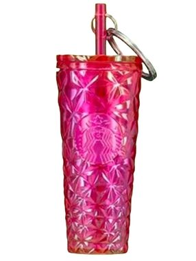 Starbucks Radiant Faceted Pink Textured Tumbler Collectible Keychain Fuchsia